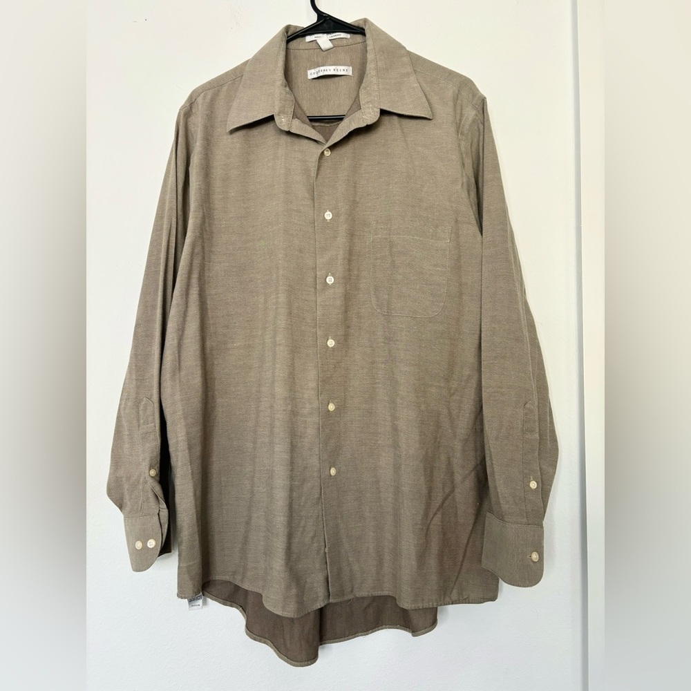 Geoffrey Beene ran/muted green collared button up sz 34/35 16.5